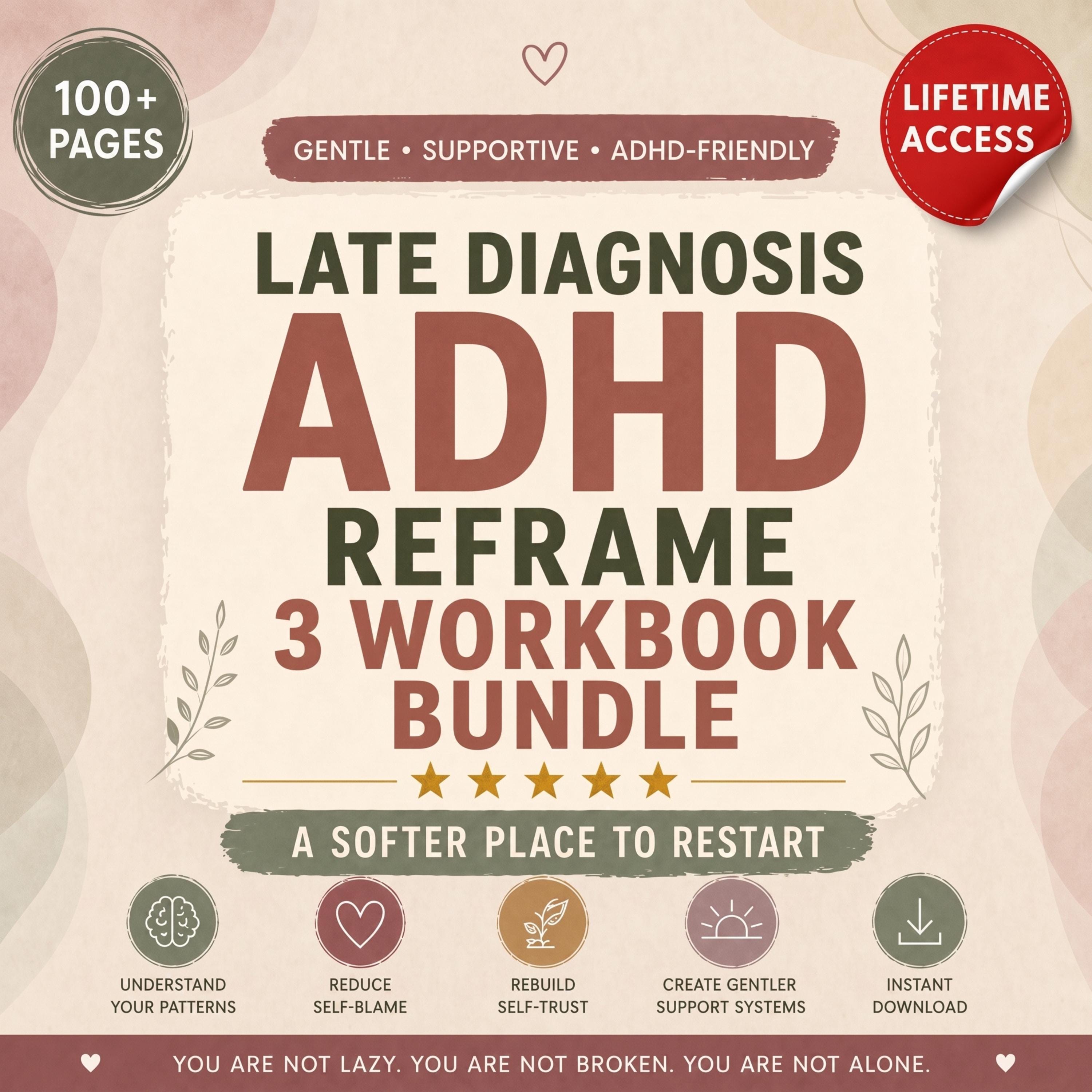 2026 Rainbow ADHD Digital Planner: Self-Care & Habits