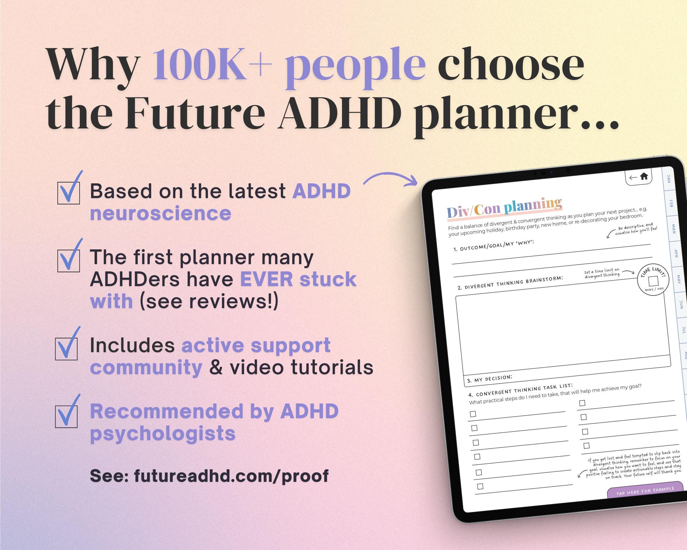 2026 Rainbow ADHD Digital Planner: Self-Care & Habits