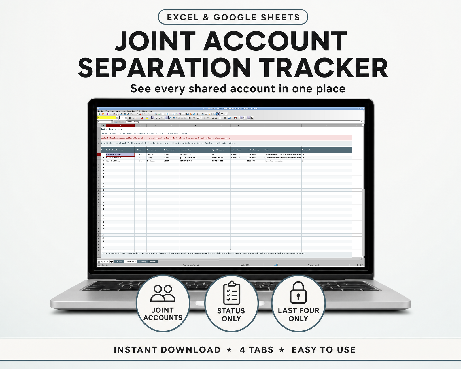 Joint Account Separation Tracker — free bonus