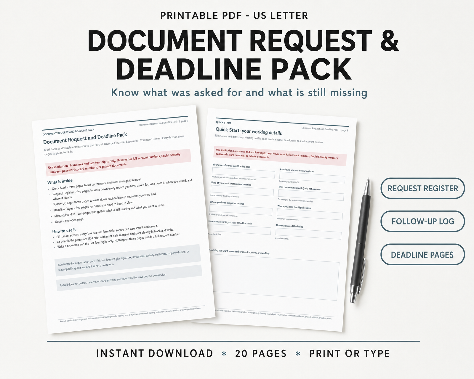 Document Request and Deadline Pack — free bonus