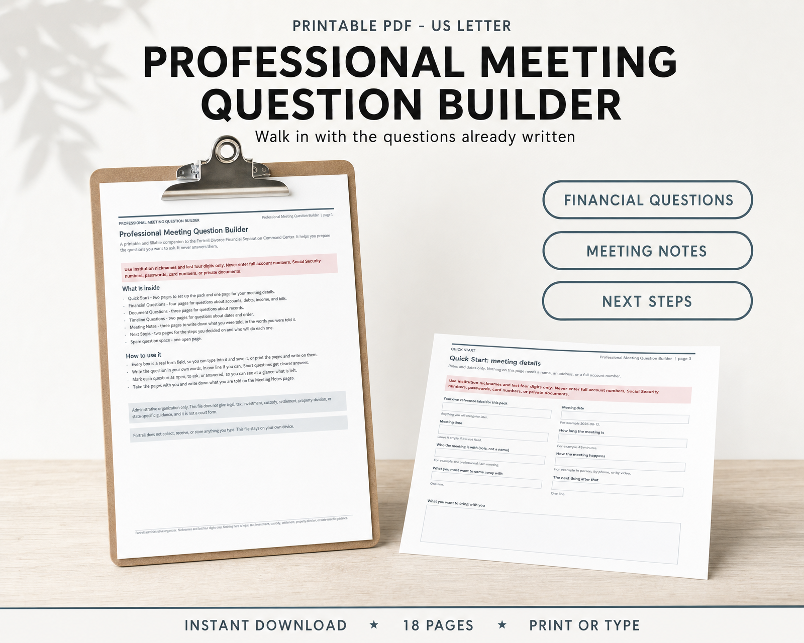 Professional Meeting Question Builder — free bonus