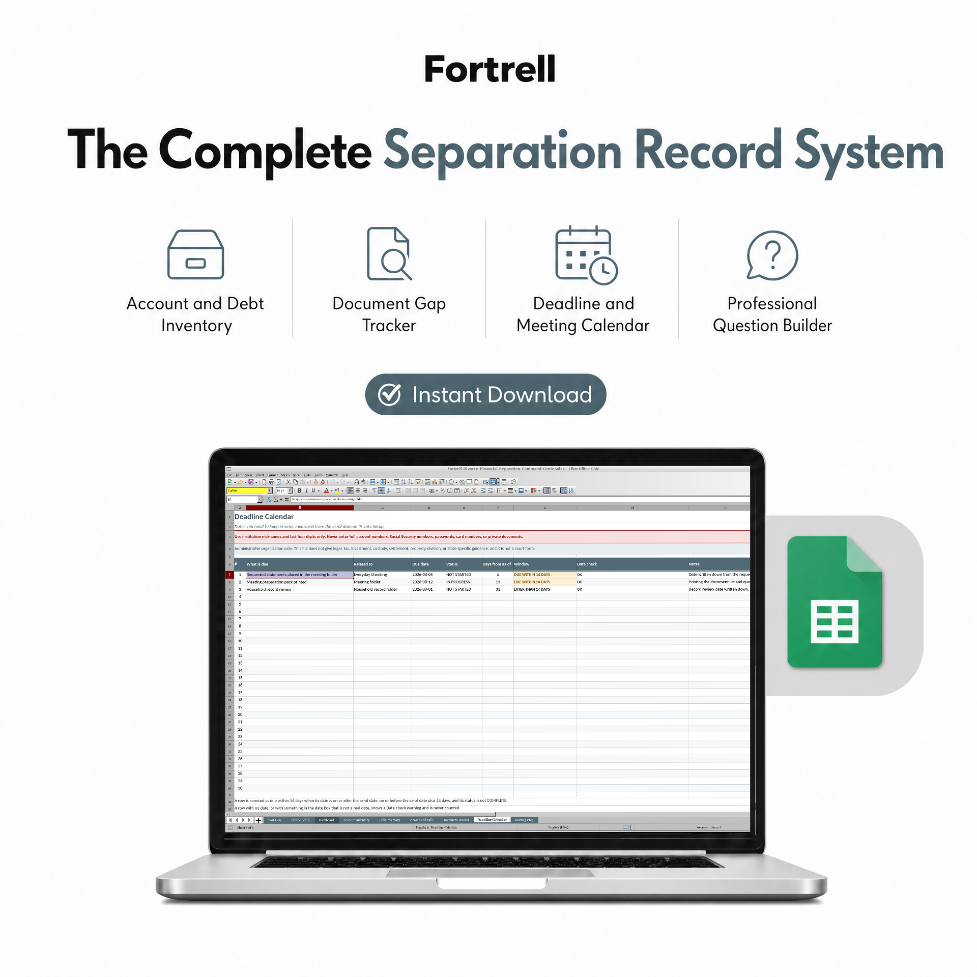 The complete separation record system shown on a laptop