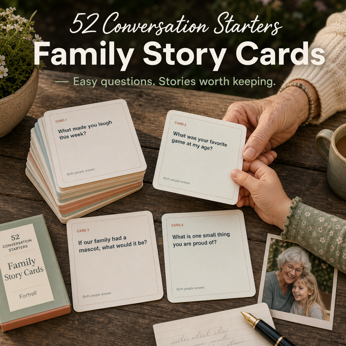 52 Conversation Starters and Family Story Cards — free bonus