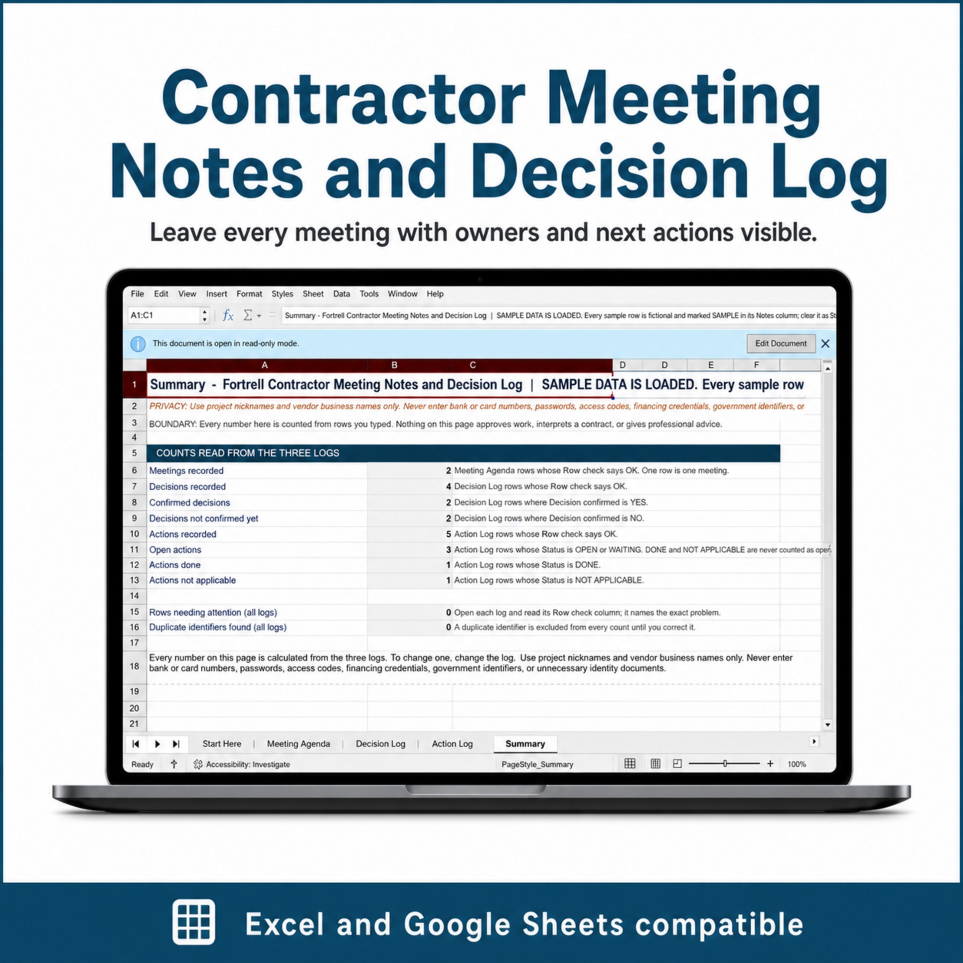 Contractor Meeting Notes and Decision Log — free bonus