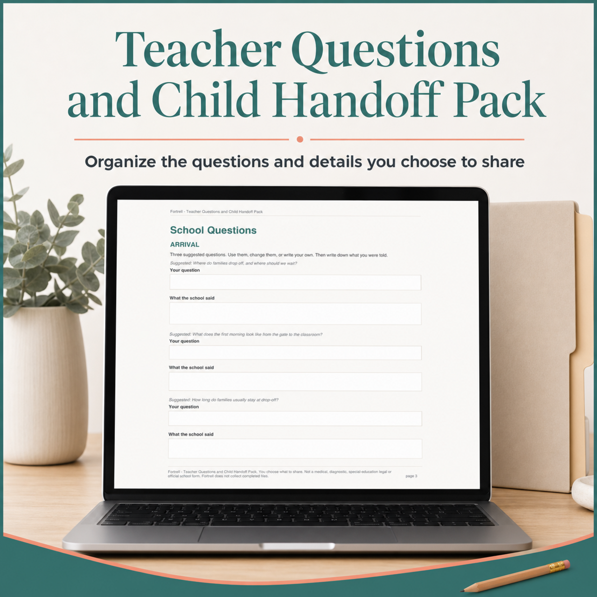 Teacher Questions and Child Handoff Pack — free bonus