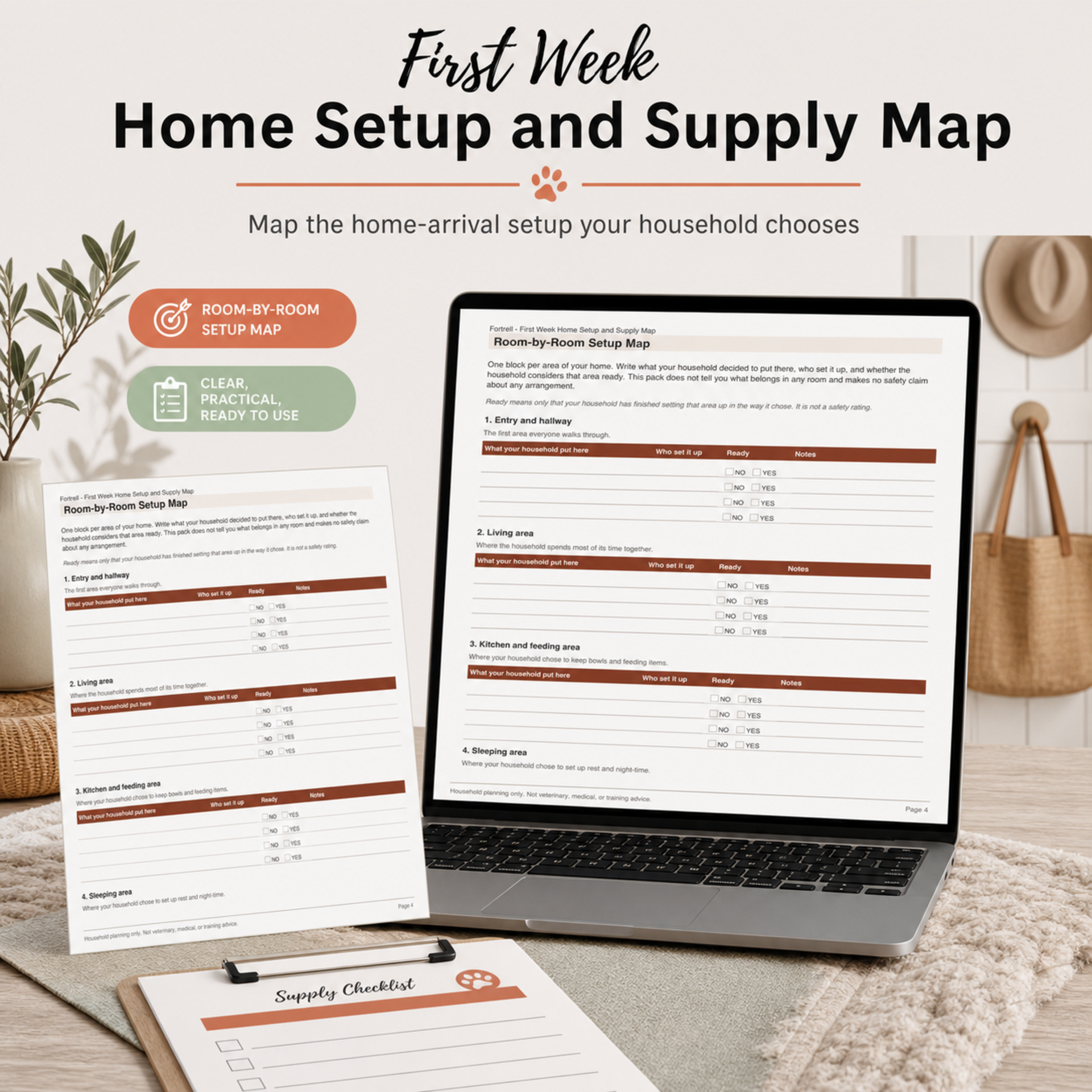 First Week Home Setup and Supply Map — free bonus