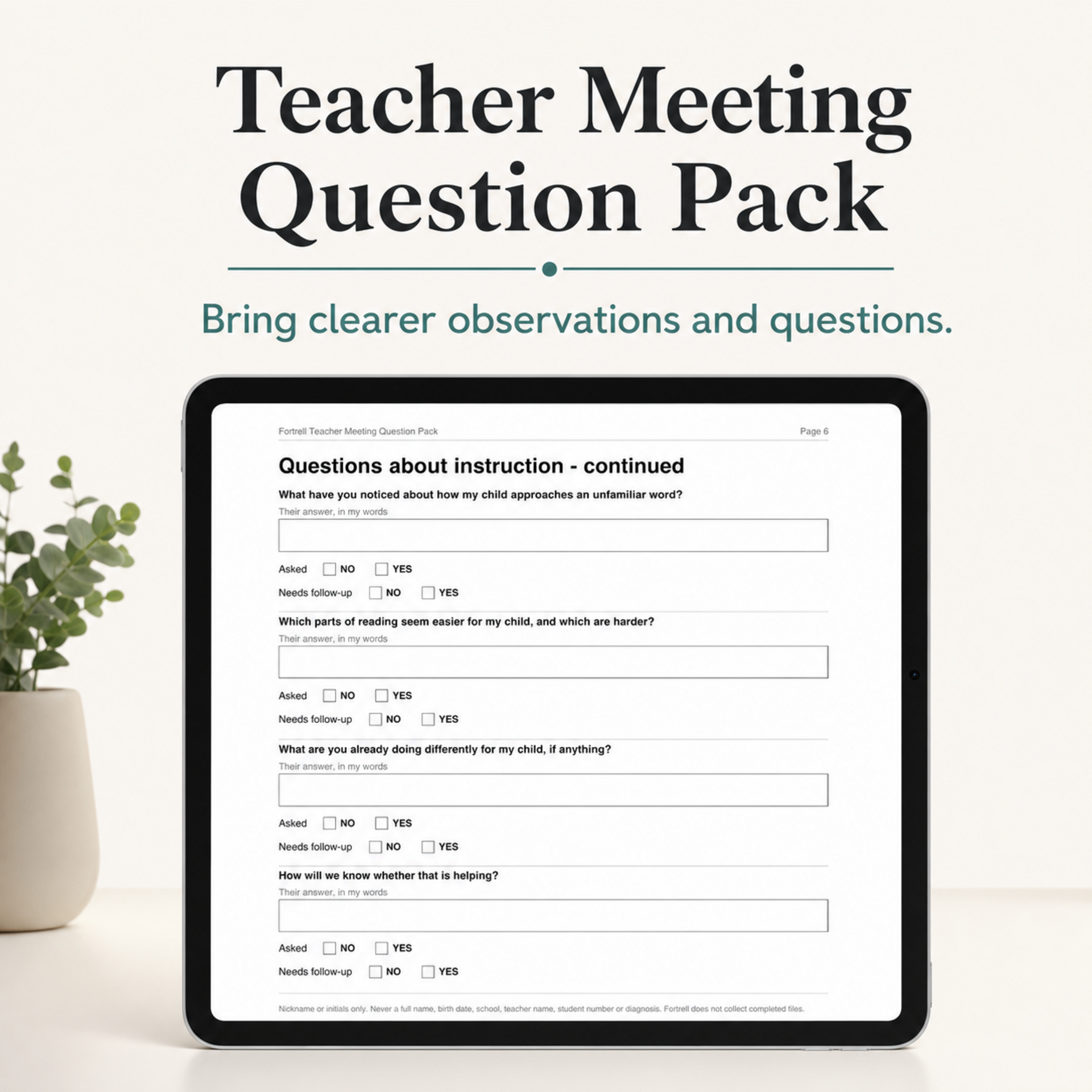 Teacher Meeting Question Pack — free bonus