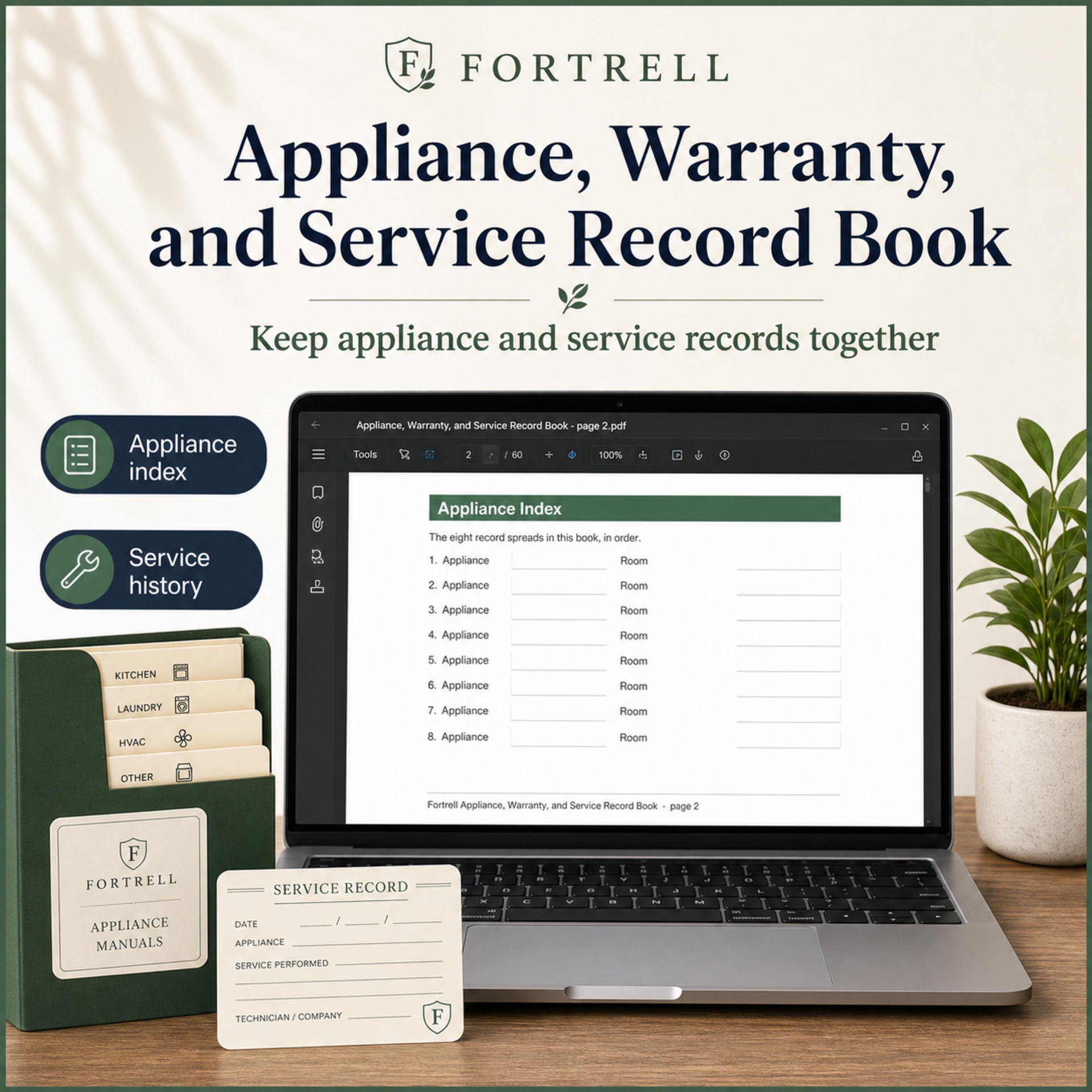 Appliance, Warranty, and Service Record Book — free bonus