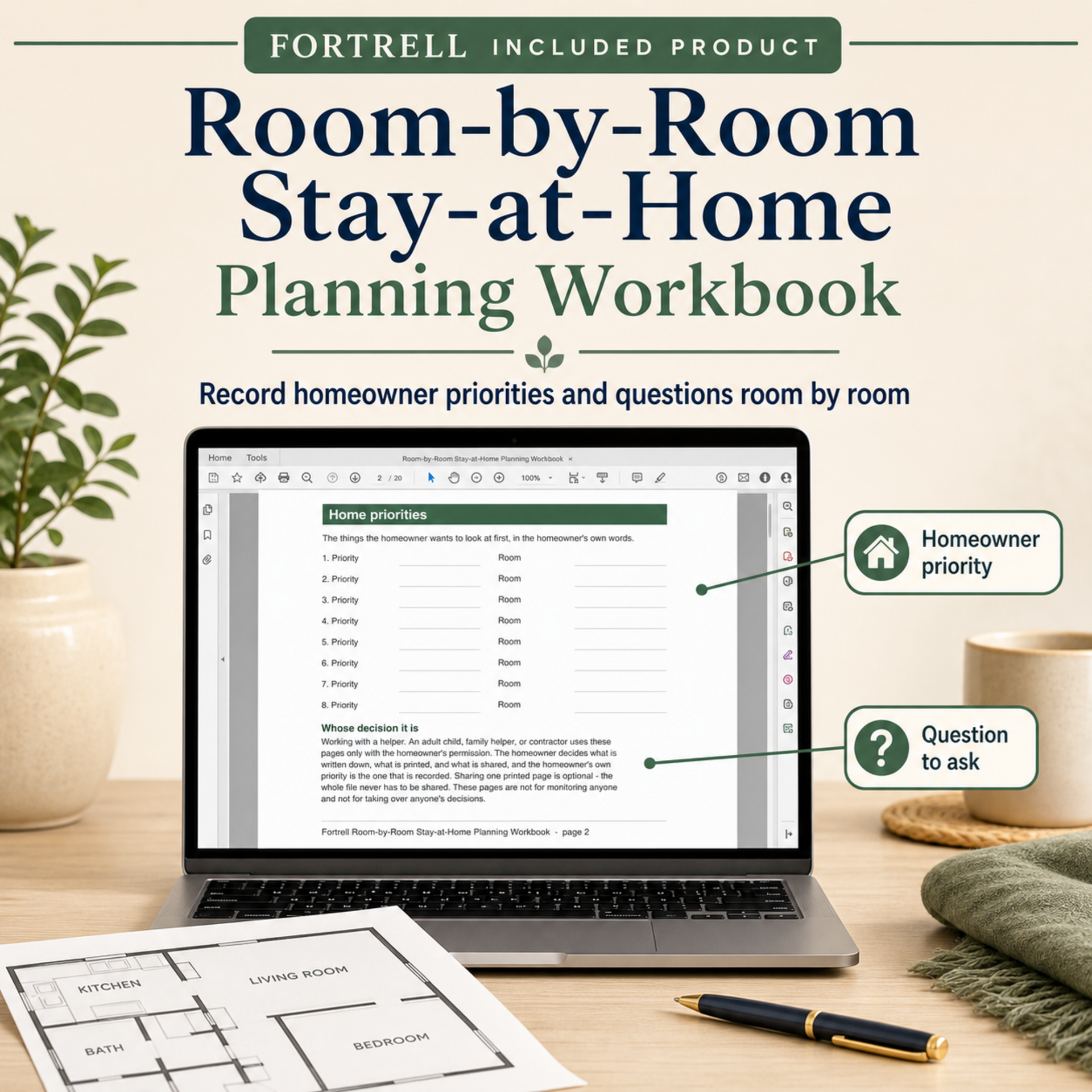 Room-by-Room Stay-at-Home Planning Workbook — free bonus