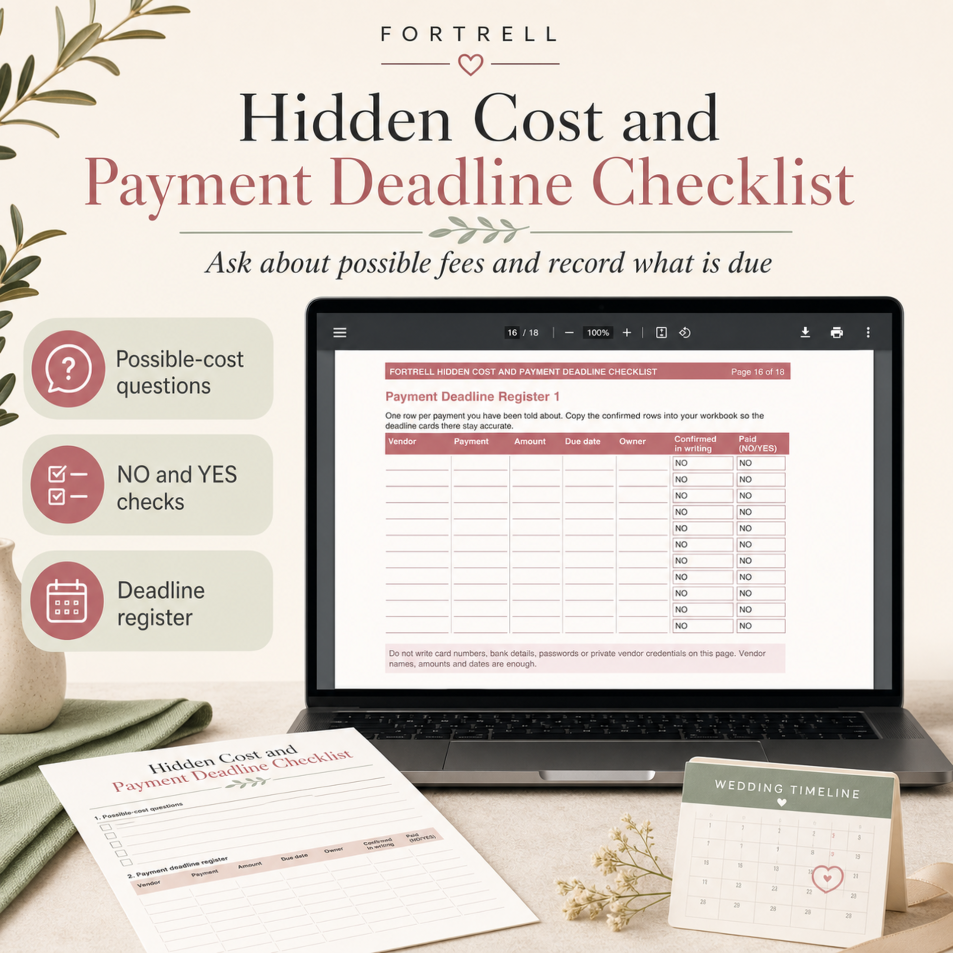 Hidden Cost and Payment Deadline Checklist — free bonus
