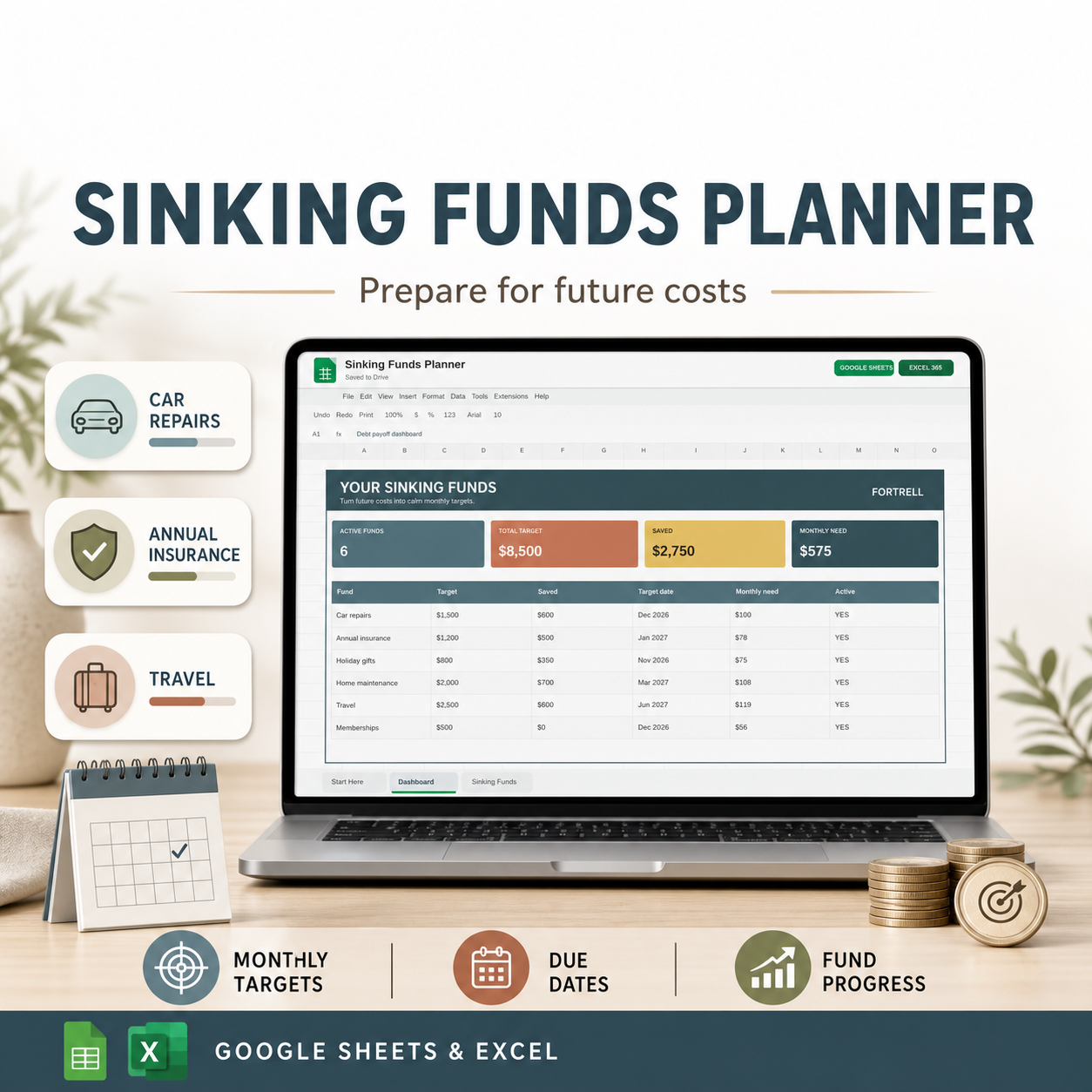 Sinking Funds Planner — free bonus
