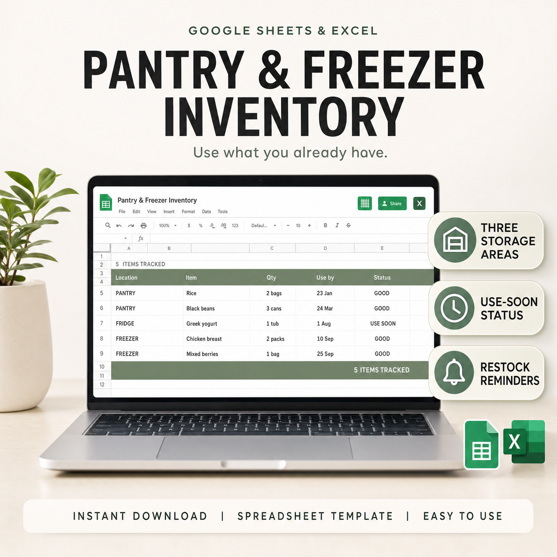 Pantry & Freezer Inventory — free bonus